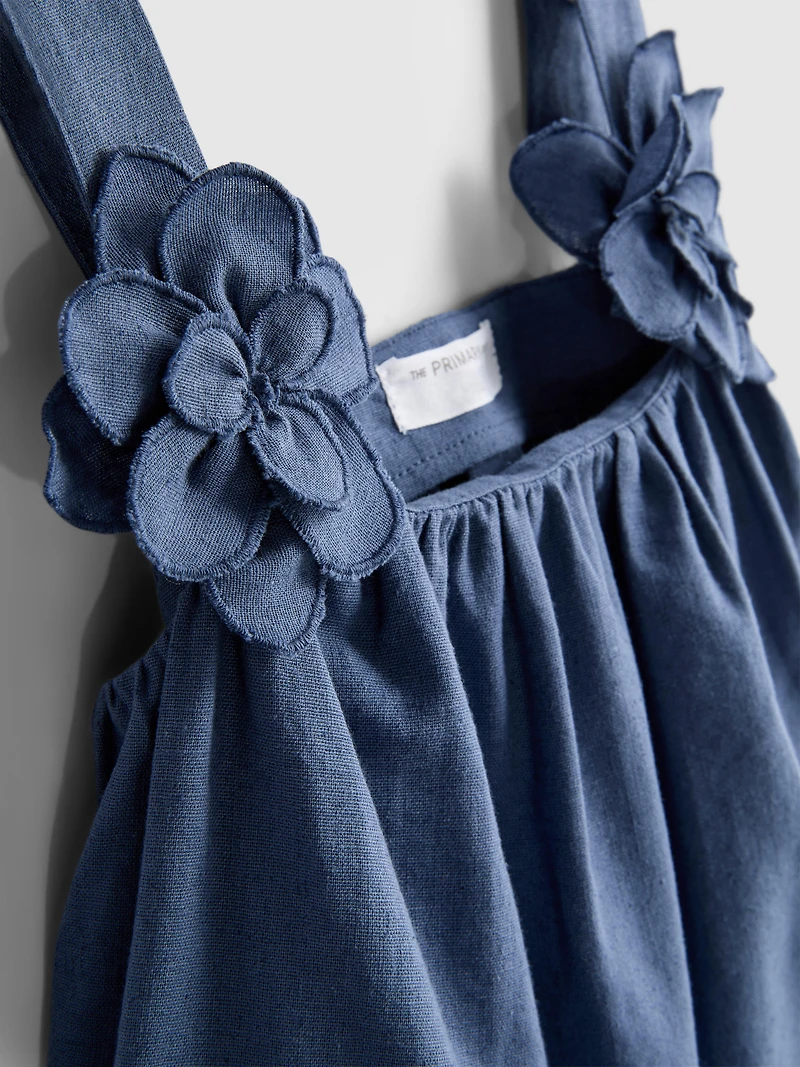 1.5-12yrs | The Edit Linen Mix Floral Appliqué Top and Skirt Set