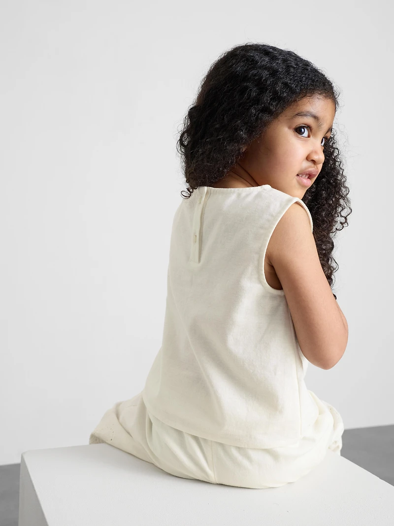 1.5-12yrs | The Edit Linen Mix Embroidered Sleeveless Blouse