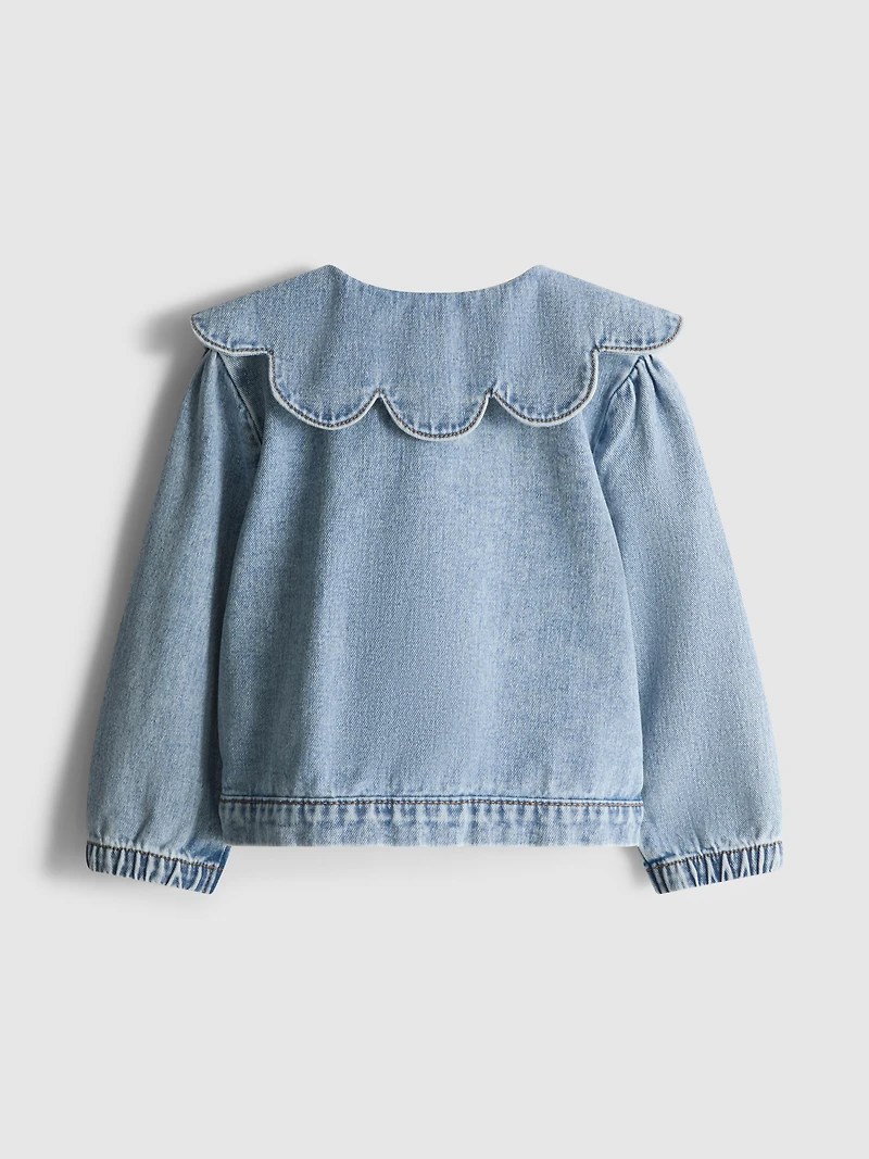 1.5-12yrs | The Edit Cotton Scallop Collared Denim Jacket