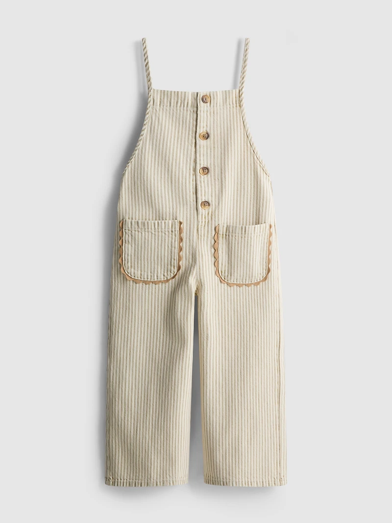 1.5-12yrs | The Edit Cotton Pinstripe Denim Overalls