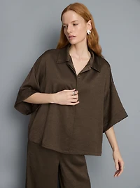 Relaxed Textured Satin Shirt