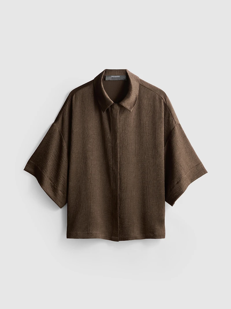 Relaxed Textured Satin Shirt