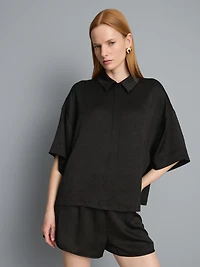 Relaxed Textured Satin Shirt