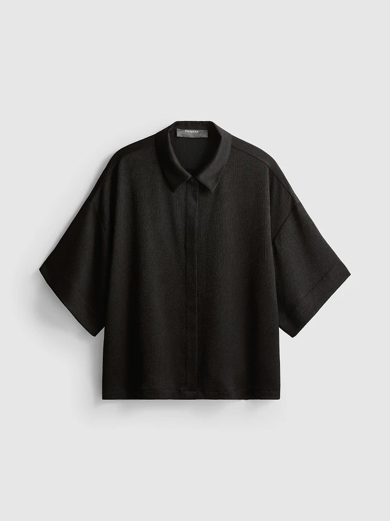 Relaxed Textured Satin Shirt