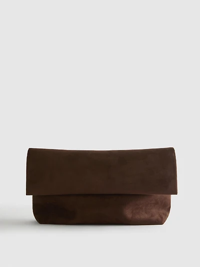 By Coleen Oversized Faux Suede Clutch Bag