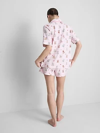 Printed Teddy Boyfriend Shorty Pajamas
