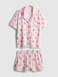 Printed Teddy Boyfriend Shorty Pajamas