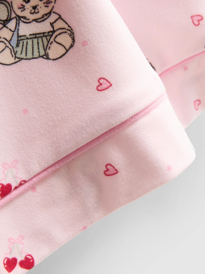 Printed Teddy Boyfriend Shorty Pajamas