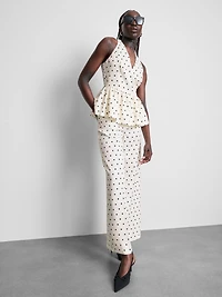 Polka Dot Halter Neck Peplum Top