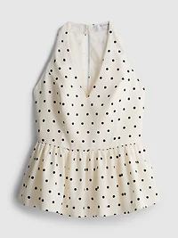 Polka Dot Halter Neck Peplum Top
