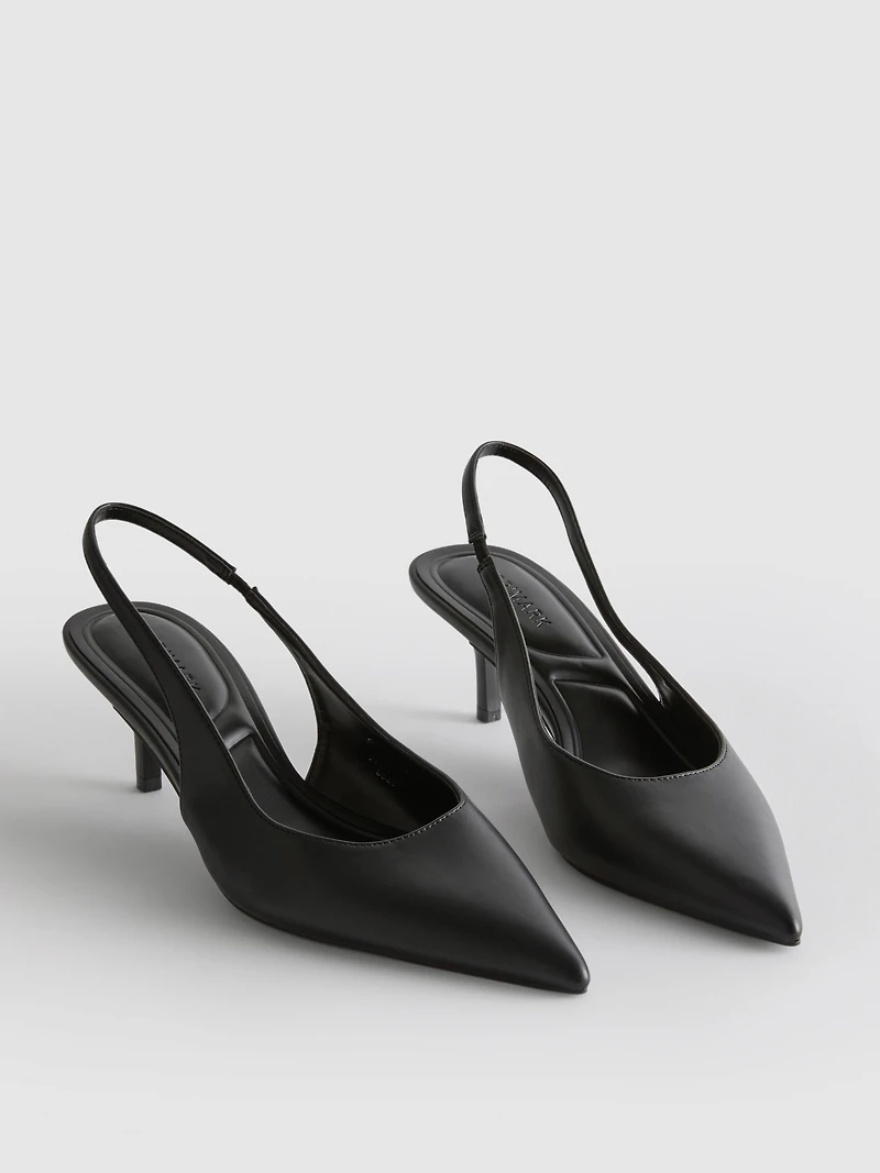 Faux Leather Slingback Heels
