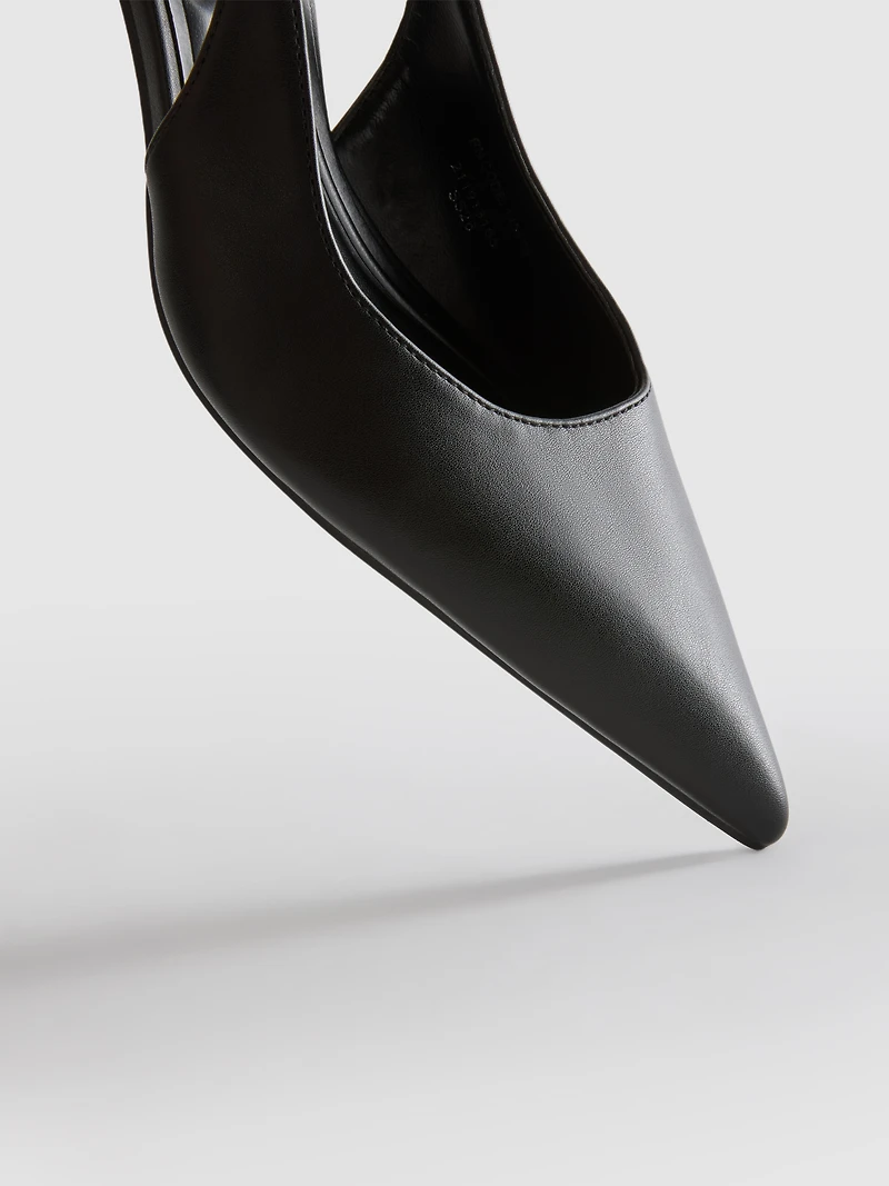 Faux Leather Slingback Heels