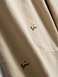 1.5-8yrs | Floral Embroidered Paperbag Jeans