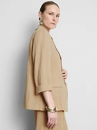 Textured Notched Lapel Blazer