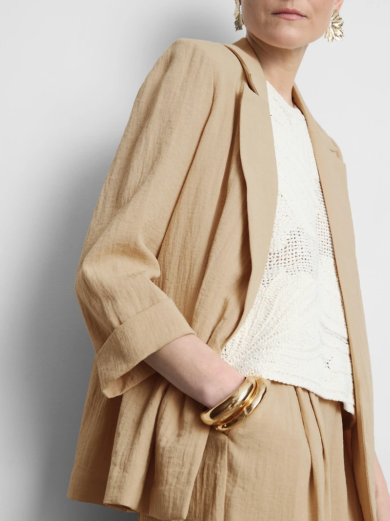 Textured Notched Lapel Blazer