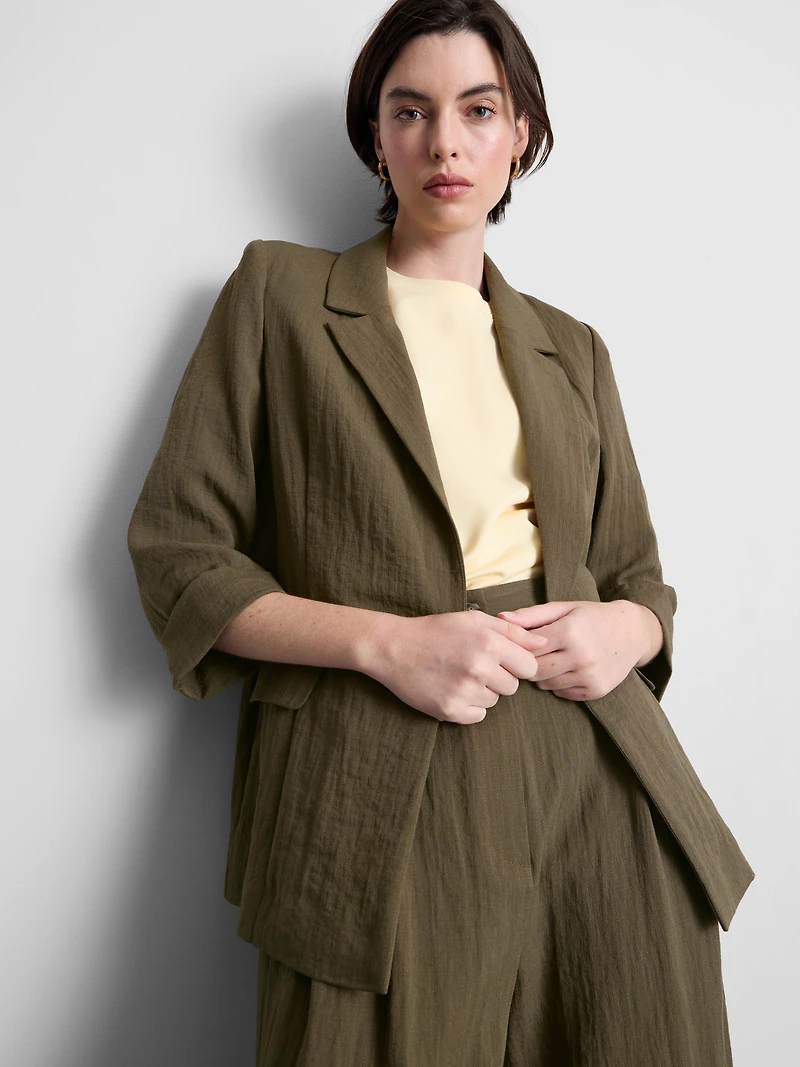 Textured Notched Lapel Blazer