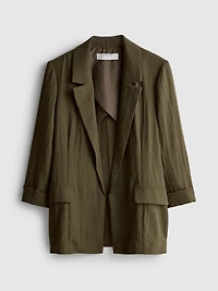 Textured Notched Lapel Blazer