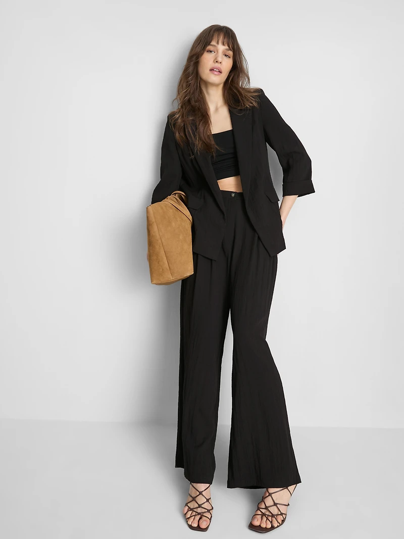 Textured Notched Lapel Blazer