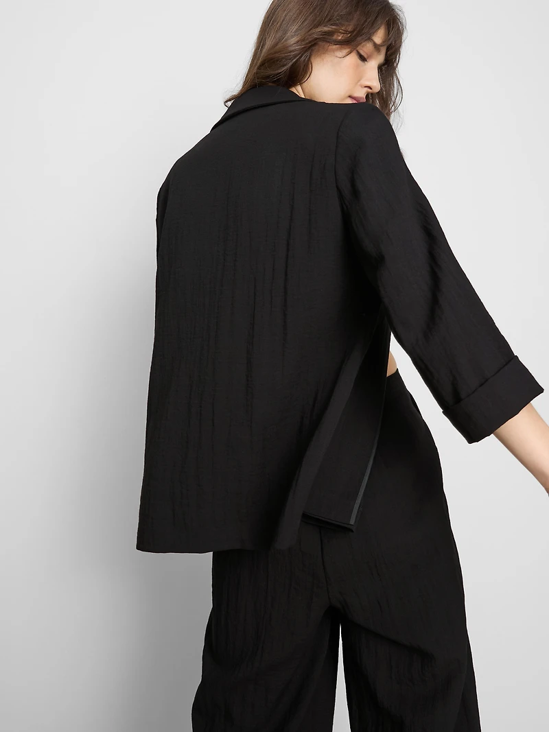 Textured Notched Lapel Blazer