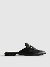 Faux Leather Snaffle Bit Mule Loafers