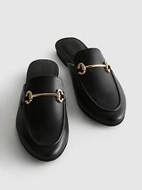 Faux Leather Snaffle Bit Mule Loafers