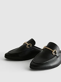 Faux Leather Snaffle Bit Mule Loafers