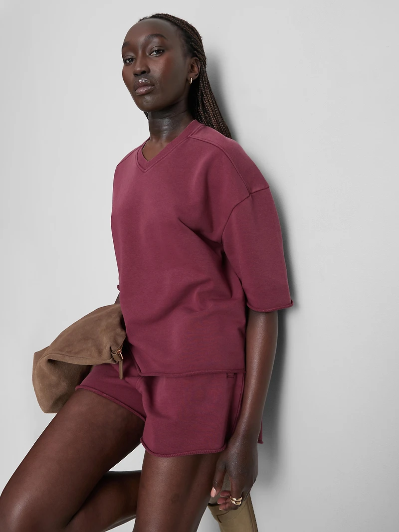 Boxy V-Neck Seam-Detail Tee