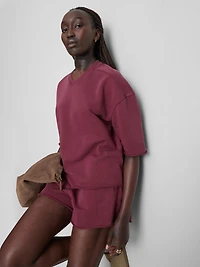 Boxy V-Neck Seam-Detail Tee