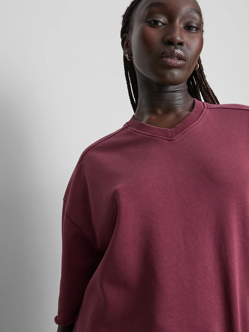 Boxy V-Neck Seam-Detail Tee