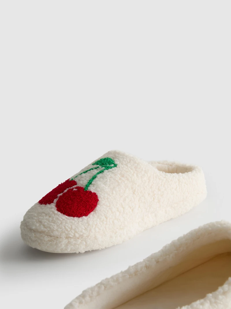 Cherry Borg Mule Slippers