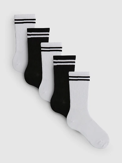 5pk Cotton Rich Ribbed Crew Socks