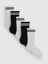 5pk Cotton Rich Ribbed Crew Socks