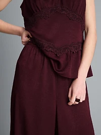Textured Straight-Leg Satin Pants