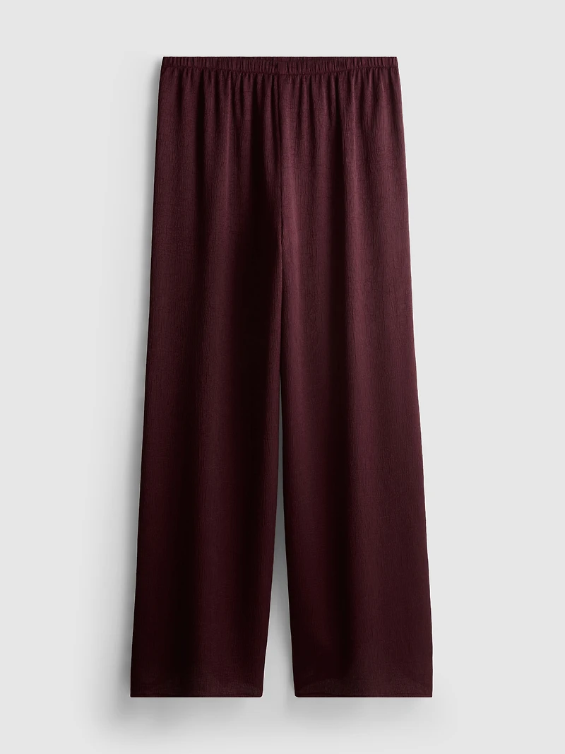 Textured Straight-Leg Satin Pants