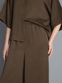 Textured Straight-Leg Satin Pants