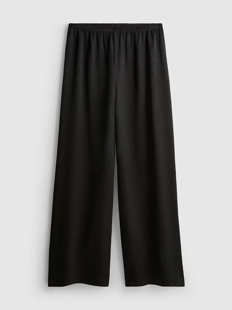 Textured Straight-Leg Satin Pants