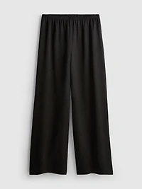 Textured Straight-Leg Satin Pants