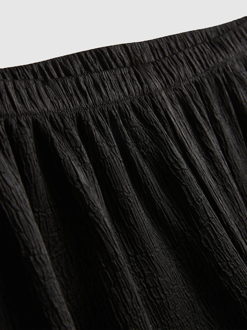 Textured Straight-Leg Satin Pants