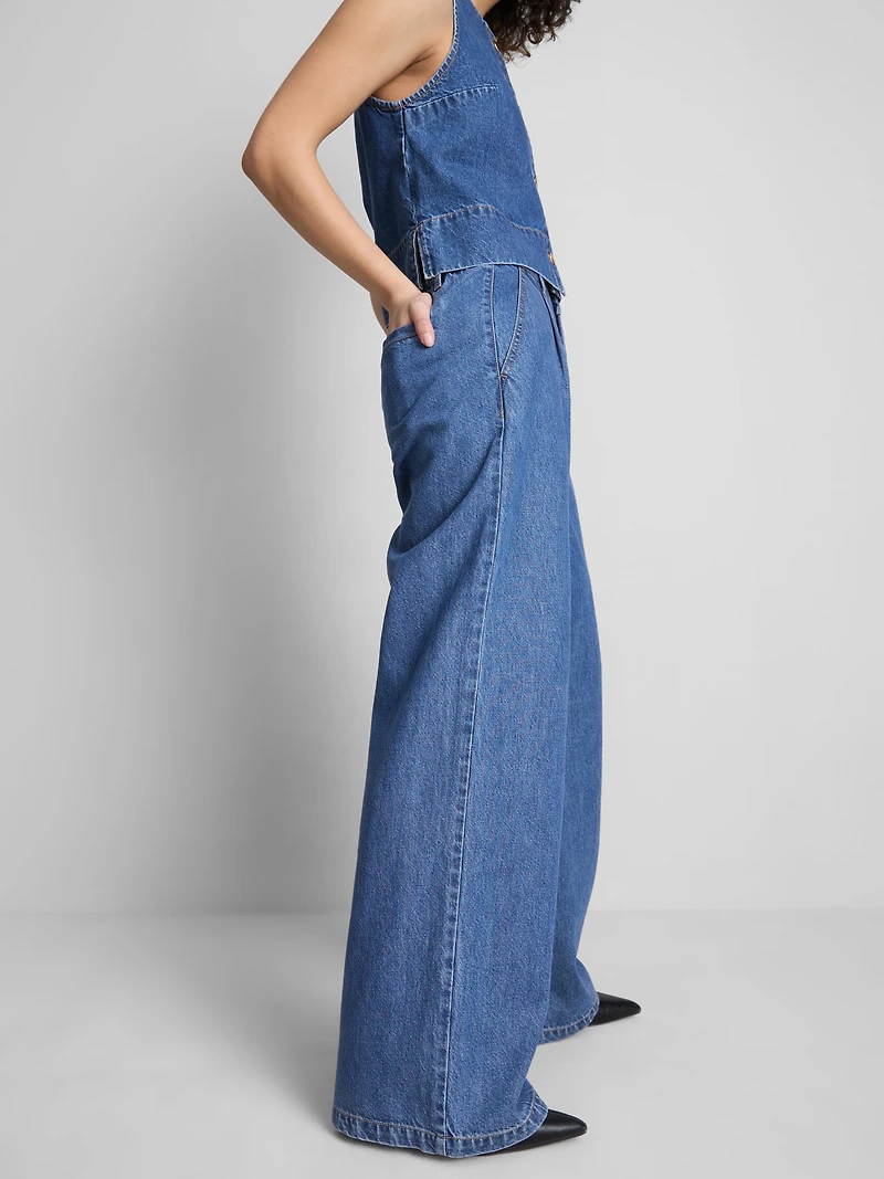 Tailored Wide-Leg Denim Jeans