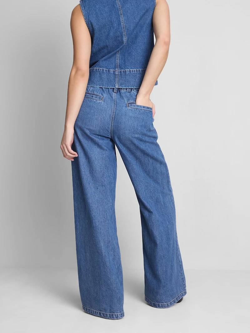 Tailored Wide-Leg Denim Jeans