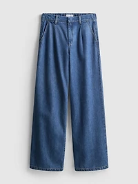Tailored Wide-Leg Denim Jeans