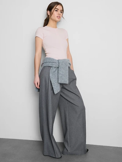 Cotton-Rich Ribbed Button-Through Top
