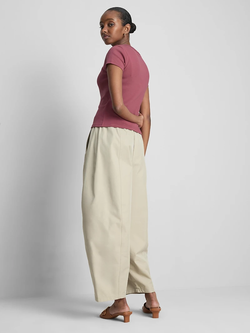 Cotton-Rich Ribbed Button-Through Top