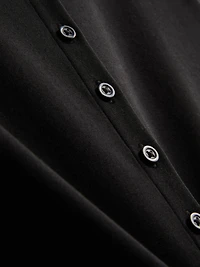 Cotton-Rich Ribbed Button-Through Top