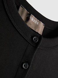 Cotton-Rich Ribbed Button-Through Top