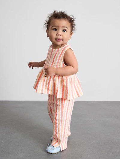 0-36mths | Stripe Peplum Top and Pants Set