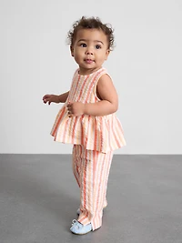 0-36mths | Stripe Peplum Top and Pants Set