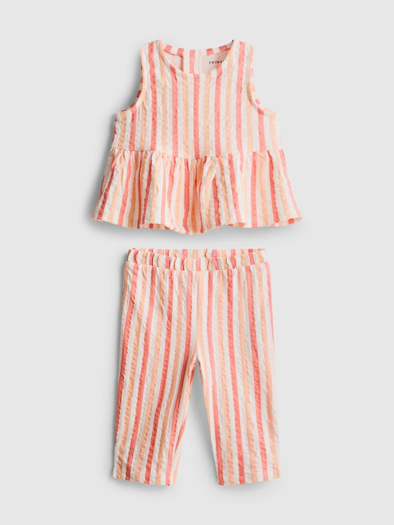 0-36mths | Stripe Peplum Top and Pants Set