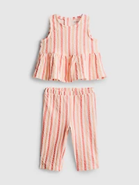 0-36mths | Stripe Peplum Top and Pants Set