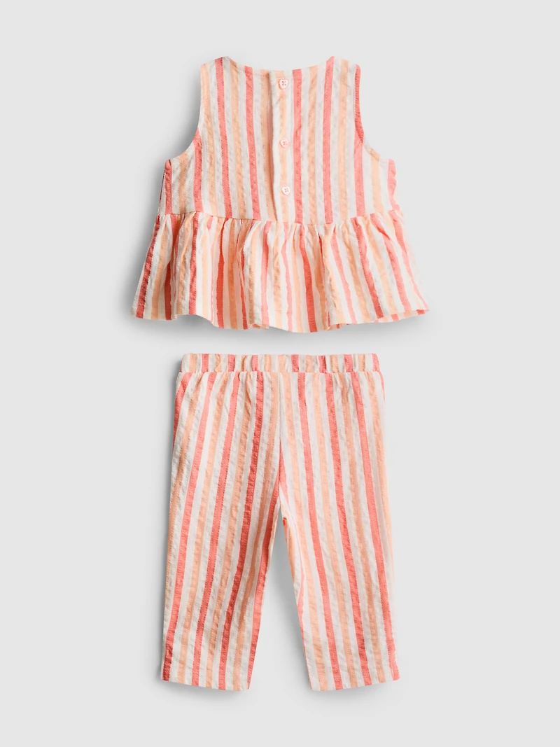 0-36mths | Stripe Peplum Top and Pants Set